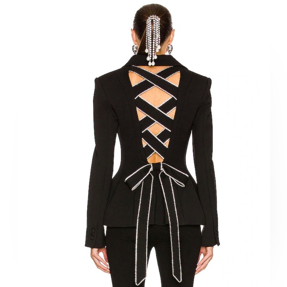 AREA Hourglass Blazer & Mini Skirt with Laced Back - Picture 4 of 10